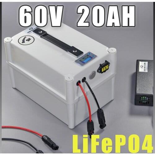 60V 20Ah LiFePO4 Protable battery , 1200W Electric Bicycle Battery + BMS Charger 60v lithium scooter electric bike battery pack
