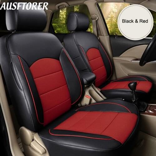 AUSFTORER Cowhide Automobiles Seat Covers for Mazda 3 Genuine Leather Seat Cover for Cars Supports Cushion Accessories 14PCS/set