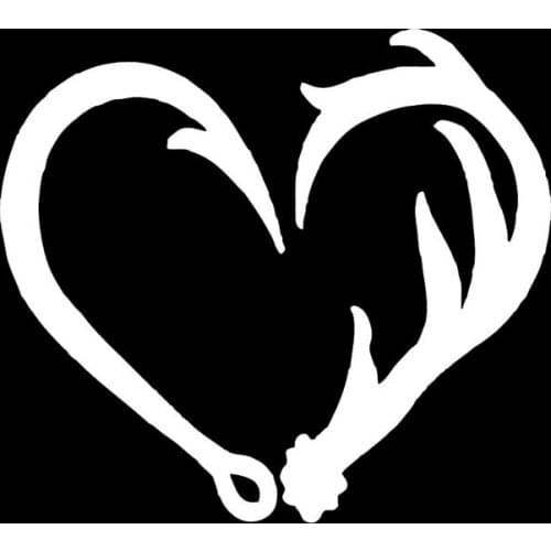 Car Stying Cool Graphics Antler Hook Heart Decal Hunting Fishing Car Truck Sticker Pick Car Accessories Decorative JDM