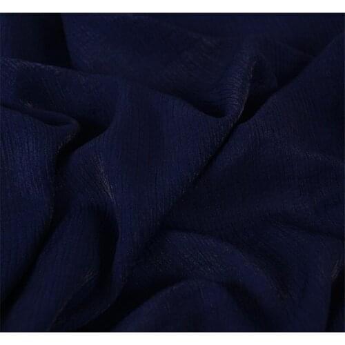 CF930 Crinkle Cloth Silk Linen-Shiny Dark Blue Luxury Ripple High-ranking Custom Fabric Linen Illuminant Fabric For Women