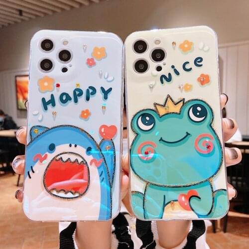 Sumkeymi Cute Girl Shark Astronaut Blu-ray Soft TPU Phone Case For iphone 11 Case For iphone 12 7 8 Plus mini Pro Max X XS XR