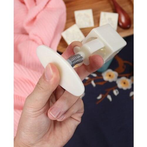 Four Season Flowers Square Hand Pressed Mooncake Mold 4 Stamps Baking Tools M68E