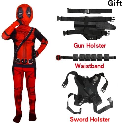 Halloween Kids adult men Deadpool Costume Mask Superhero cosplay Suits Boy One Piece Full Bodysuit kid costumes party dress up