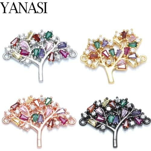 DIY Accessories for Bracelets Jewelry Findings Handmade Life Tree Cubic Zirconia Connectors For Women Bracelet Earring Jewelry