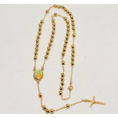 Long Gold Color Virgin mary Pendant Necklace for Women Girls, Gold Color Our Lady Jewelry Wholesale Colar Cross Trendy Chain