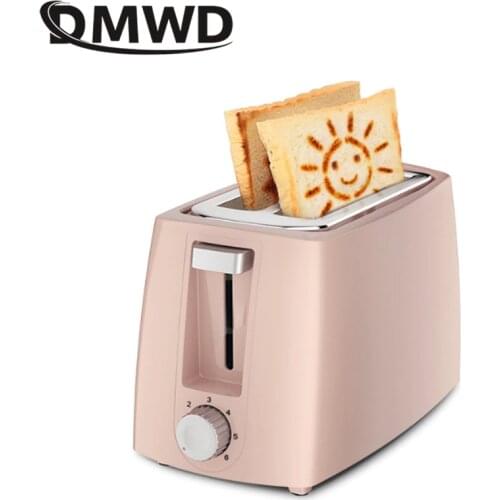 DMWD 6 Gear 220V Home Electric Toaster 2 Slices Bread Oven Automatic Breakfast Maker With Dustproof Lid Egg Mold Bread Clip