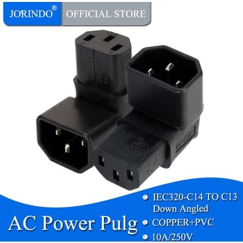 JORINDO Down Angled IEC Adapter,Right Angled IEC 320 C14 to C13 LCD/LED WALL mount Projector that require a Power adapter Socket