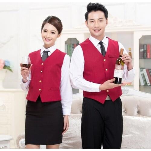 Hotel Overalls Vest Autumn Winter Waitress Uniform KTV Bar Night Club Billiard Hall Work Clothes Vest Waiter Male Costumes H2410