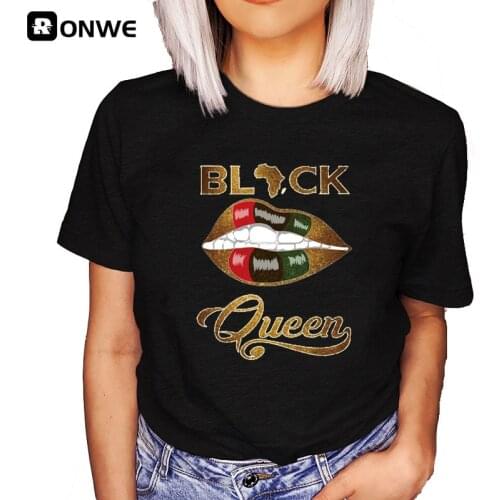 Beautiful African Black Women T shirt Summer Girl Black Queen Lip Harajuku 90s Clothes Female Friends Tops Tee,Drop Ship
