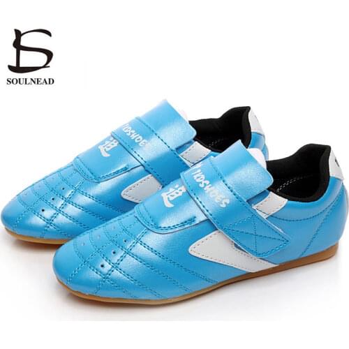Blue Taekwondo Shoes Men Gym Sneakers Adult Child Martial Arts Taichi Kung Fu Shoes Soft Sole wushu Wrestling Training Shoes