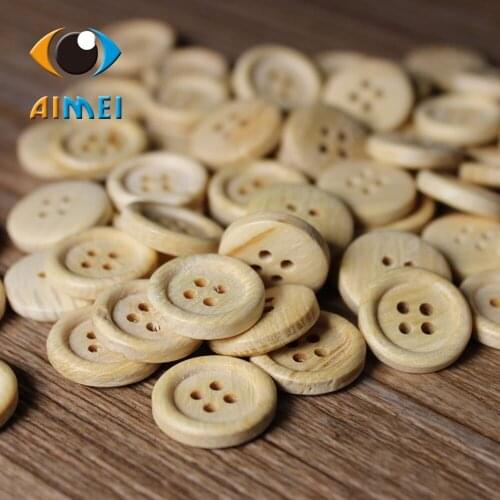 50pcs/lot Clothing Round Wooden Buttons For Coat Repair Accessories For DIY Wooden Buttons For Needlework