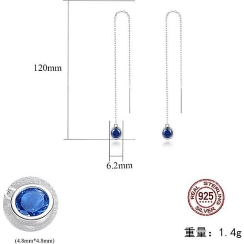 HOT Sell Popular S925 Sterling Silver Tassel long earline Black Agate Crystal zircon ruby sapphire Earrings