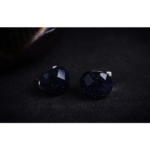 Fashion jewelry Luxury Female Big Black Stone EARRINGS Gblue stone Brincos Ohrringe SterlingEarringGenuine Selling Huge