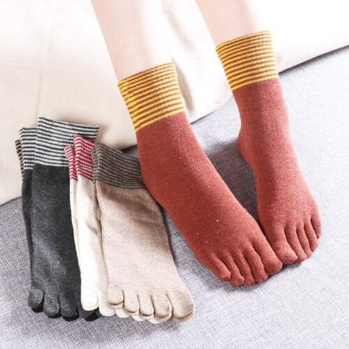 5 Pairs Female Five Finger Socks 5 Toe Socks Cotton Mid-tube Toe Socks Autumn And Winter