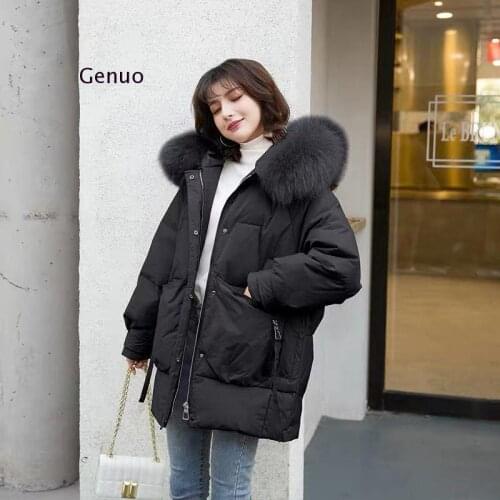 2020 New Winter Women Largehooded Down Jackets Female Fahion Thick White Duck Down Padded Long Coat Outwear