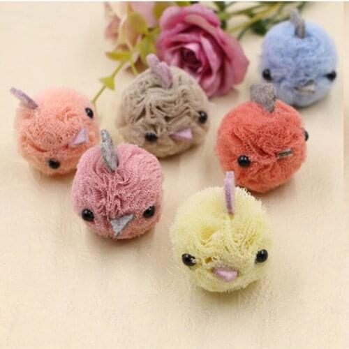 Wholesale 20PCs Cartoon 3D Chiffon Ball Animal Chick Button Doll Craft Ornament Accessory Girls Hair Jewelry Headband Decoration
