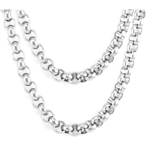 2019 Sale Real Stainless Steel Lobster Hiphop big Round Rolo Chain 10mm Rolo long necklace for Men Thick O Chain necklace choker