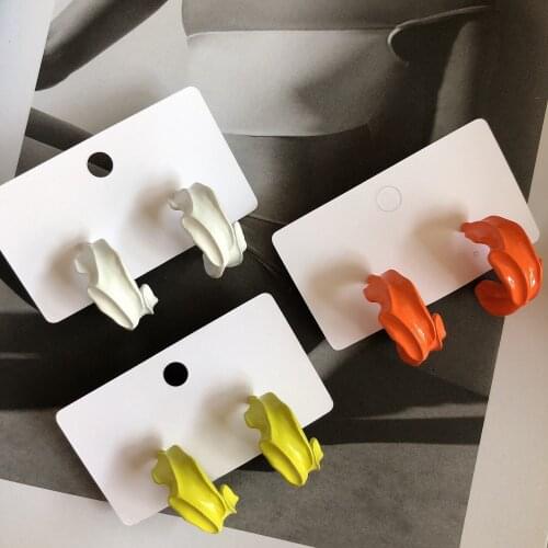 Rongho New Design Neon Epoxy Irregular Hoop Earrings for Women Metal Geometric Earring Feeme Brincos Charms Summer Earring