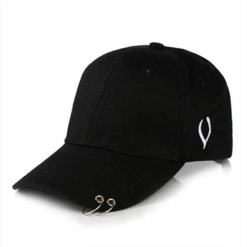 Seioum Fashion Black White Adjustable Snap Back Iron Ring Casual Popular Hip Hop Outdoor Baseball Caps Unisex Accessories
