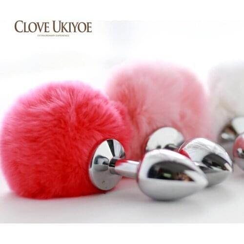 Cute Metal Rabbit Tail Anal Plug Bunny Pompon Small Size S Stainless Steel Butt Plug Booty Beads Sex products for Women & Men