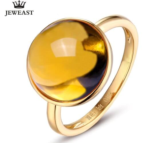 SLFD Natural Citrine 18K Pure Gold 2020 New Hot Selling Top Ring Women Heart Shape Ring For Ladies Woman Genuine Jewelry