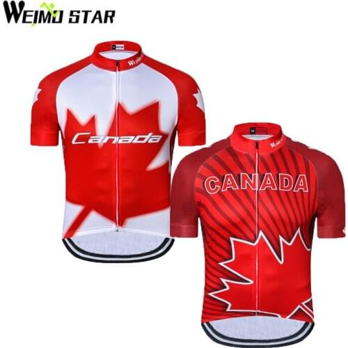 Weimostar Red CANADA Cycling Jersey Mans Bike Breathable Mens Cycling Clothing Pro Team MTB Bicycle Jersey Maillot Ciclismo