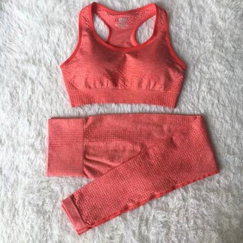 2PCS Women Fitness Yoga Set Gym Bras+Seamless Leggings Push Up Pants Exercise Padded Workout Running Suit Sportswear Athletic