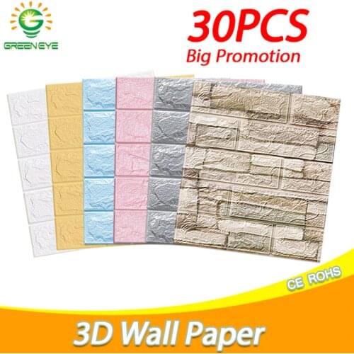 10/20/30Pcs Self-Adhesive 3D Brick WallSticker DIY Waterproof Foam Wallpaper Kids Room Roof Ceiling Background Wall Decals