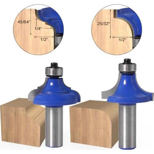 12mm 1/2" Shank Corner Round Over Router Bit with Bearing Milling Engraving Cutter Flash Trimmer Woodworking Tool Accessories