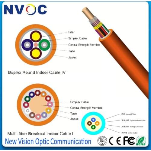 12Core 2.0mm Subunit Single Mode Optical Breakout Indoor Fiber Optical Cable G652D LSZH Jacket