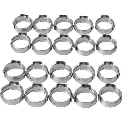 20 Pieces Adjustable Auto Car Single Ear Hose Clamps (5.3-6.5mm+7.0-8.7mm)