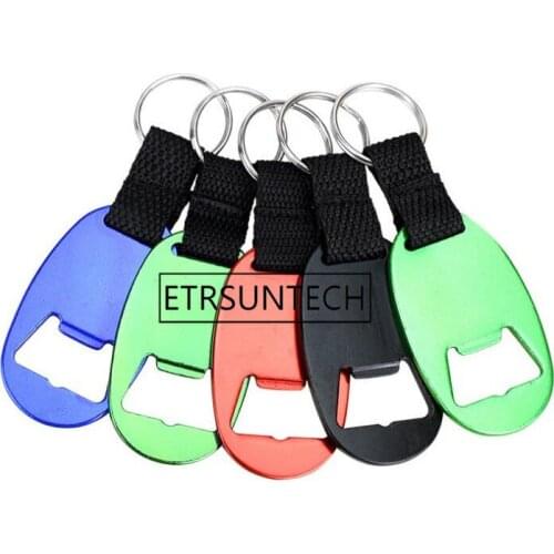 200pcs Aluminum Alloy Oval Bottle Opener with Strap Keychain Promotional Keyring Beer Opener