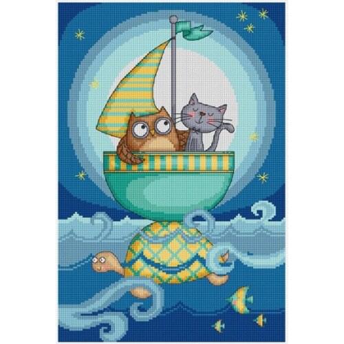 2021 Drop Shipping Embroidery Owl And Pussycat Hand Embroidery Clothes with 100% Cotton Floss & Free Shipping for Wall Decor