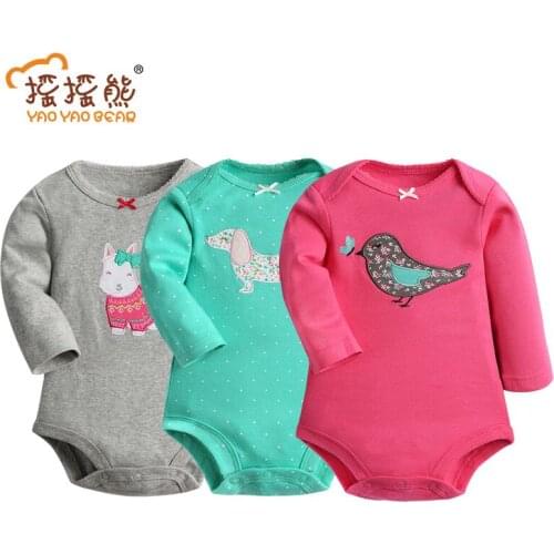 3PCS/Lot Baby Bodysuit Cartoon Baby Girl Clothes Long Sleeve Body For Babies Cotton jumpsuit Body Infantil Baby Clothing