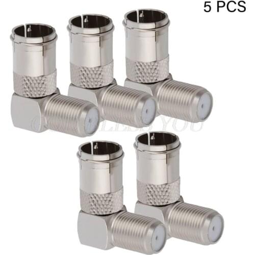 5 Pcs 90 Degree Right Angled TV Aerial Cable Connector RF Coaxial F Female to TV Female Plug to Female Socket Drop Shipping