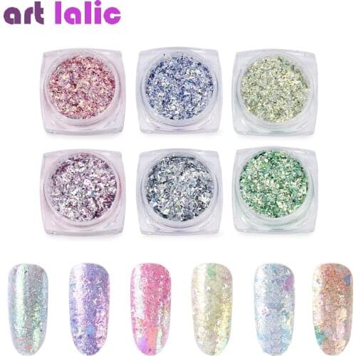 6pcs/set Irregular Glitter Nail Flakes Sequins Mirror Powder Magic Paillette Shining Manicure Nail Art Polish Tips Decorations