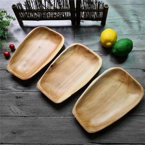 Tea Coffee Trays Solid Wood Dried fruit plates Pan Food Fruit Cake Dessert Dinner Wooden Pan Dishes Storage