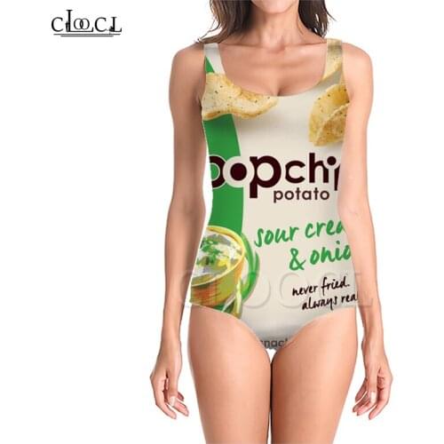 CLOOCL Newest Delicious Potato Chips 3D Print One-piece Swimwear Women Swimming Bathing Suit Sleeveless Sexy Beach Swimsuit