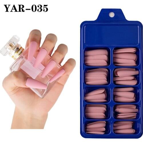 Colored Matte Nails 100pcs Long Coffin False Nails Coffin Nail Tips DIY Fake Nails Nude Peach Brown Colors Ballerina Unhas