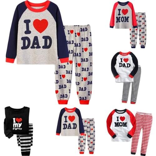 Kids pajamas children sleepwear baby love mom love dad sets boys girls pyjamas pijamas cotton nightwear clothes kids clothing