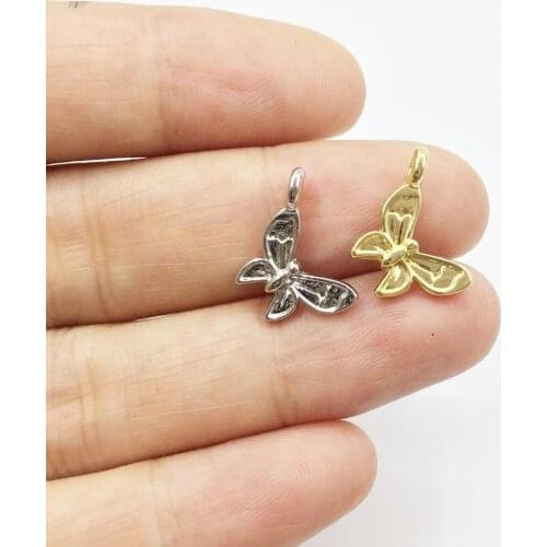 Eruifa Pretty 20pcs 12mm Butterfly Zinc alloy Women charms Wholesales necklace,earring bracelet jewelry DIY handmade 2 colors