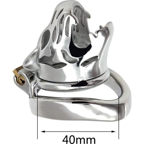 FAAK Mens stainless steel leopard head Chastity lock Penis lock Chastity Penis mask Gay Sex Games sex toys Abstinence lock Shop