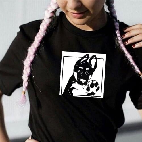 Harajuku German Shepherd Puppy Short Sleeve Unisex cotton t shirt summer tops graphic tees for cat lover girl friend gift