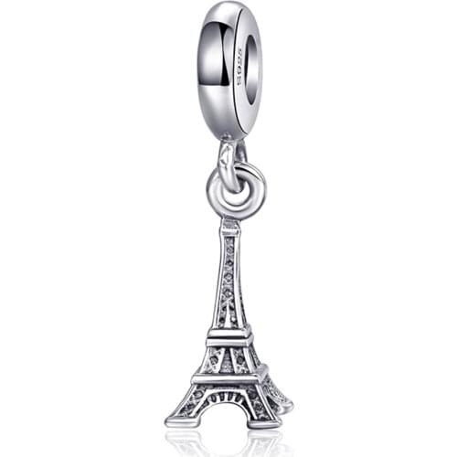 Hot Sale Silver Color Charm Bead Simplicity Iron Tower Pendant Beads For Original Pandora Charm Bracelets & Bangles Jewelry