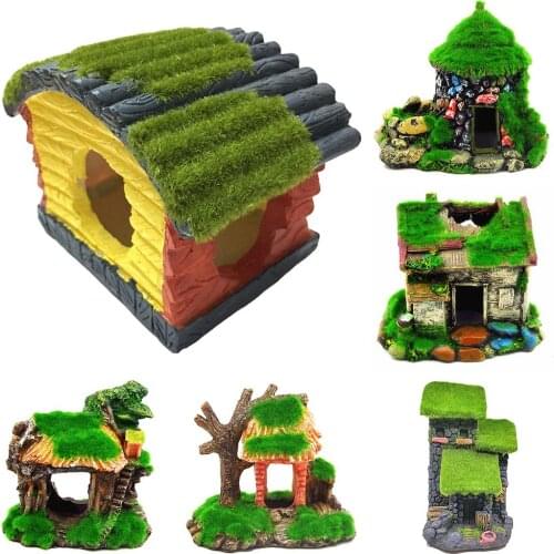 Aquarium Decoration Ornament Resin Hollow Fish Play Moss Bridge Tree House Hiding Cave acuario accesorio Fish Decoration