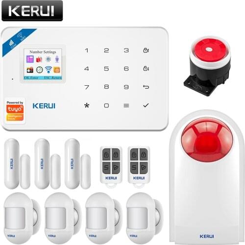 KERUI Home Security Alarm System W18 GSM WIFI Connection Mobile APP Receiving Color Screen Wireless Security Burglar Alarm Kit