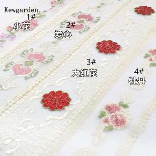 Kewgarden 8.5cm Width Embroidered Lace DIY Make Bow Hair Accessories Ribbon Handmade Apparel Crafts Decoration 11 Yards