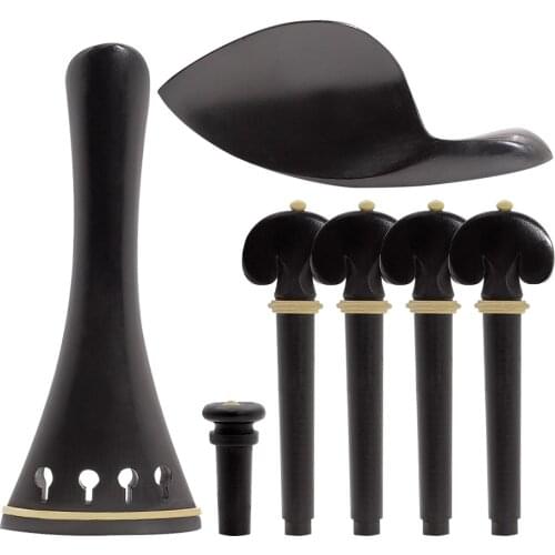 Ebony 4/4 Violin Accessories Set of String Tuning Peg/Tailpiece/Chin Rest/Tail Nail High Quality Fiddle Musical Instrument Parts