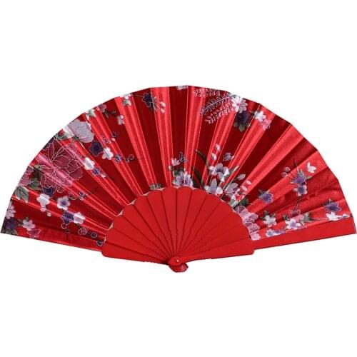 New Chinese Style Hand Held Folding Dance Fan Wedding Party Lace Silk Folding Hand Held Flower Fan Summer Wedding fan Party z3