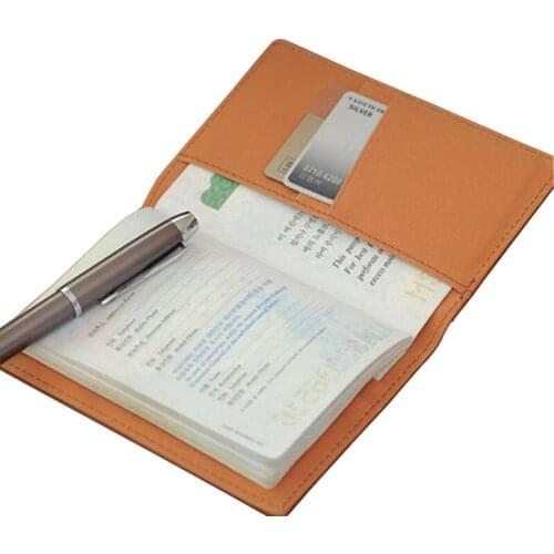 Solid pu leather Man passport cover wallet with credit card holder travel case id card purse for men